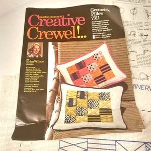 Erica Wilson Vintage 1973 Pillow Cover Set Crewel Embroidery Materials